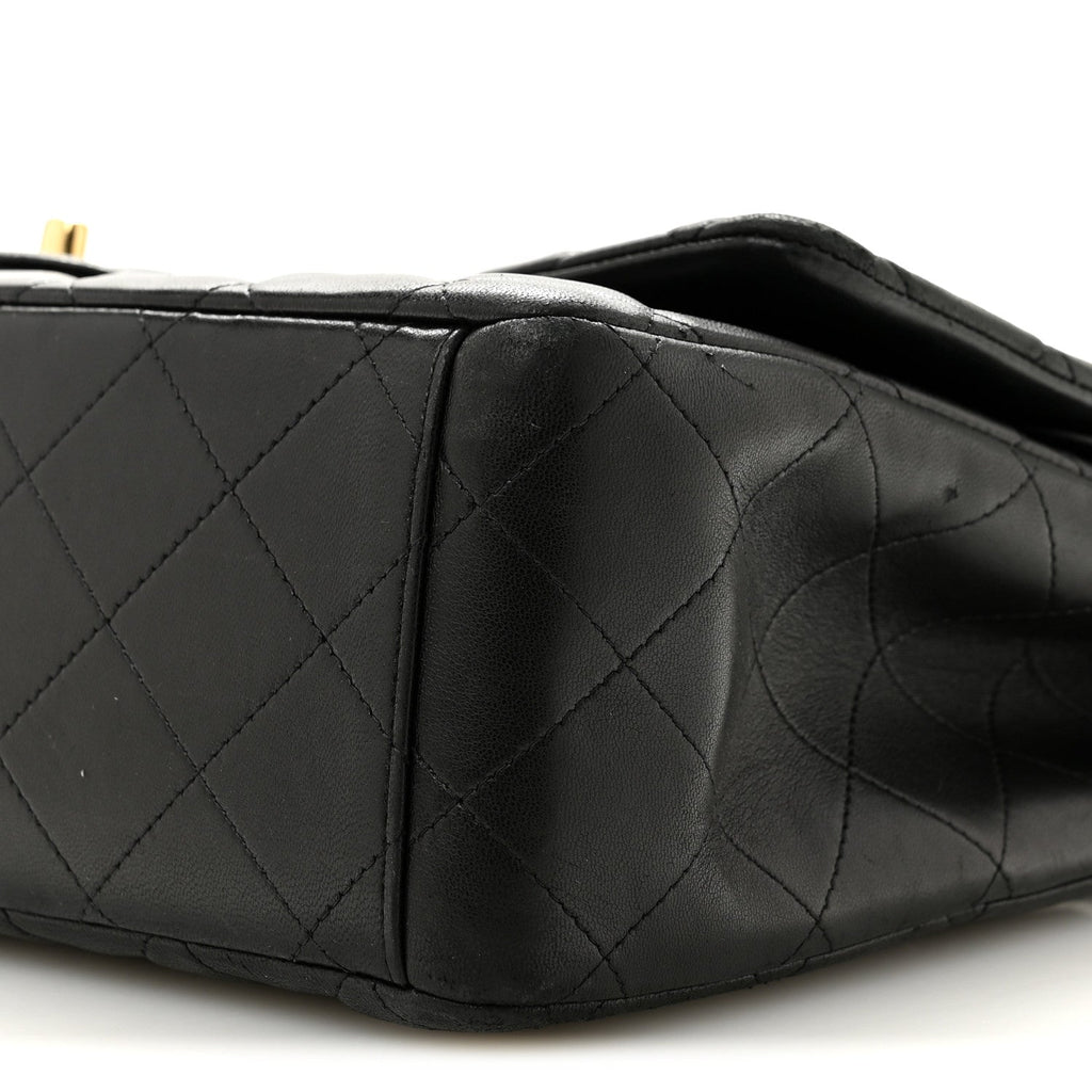 Lambskin Quilted Maxi Double Flap Black