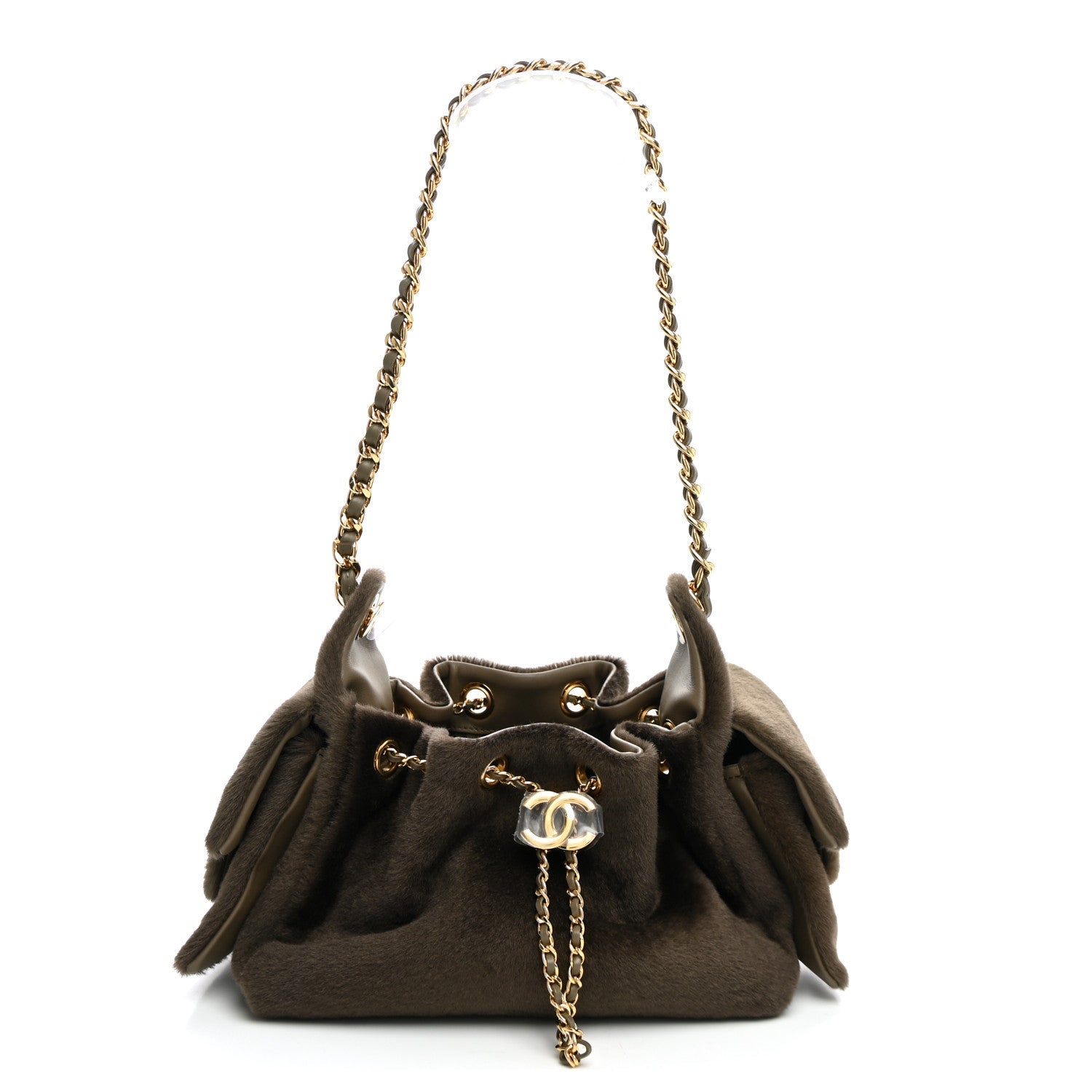 Pony Hair Mini Chanel 25 Handbag Dark Khaki