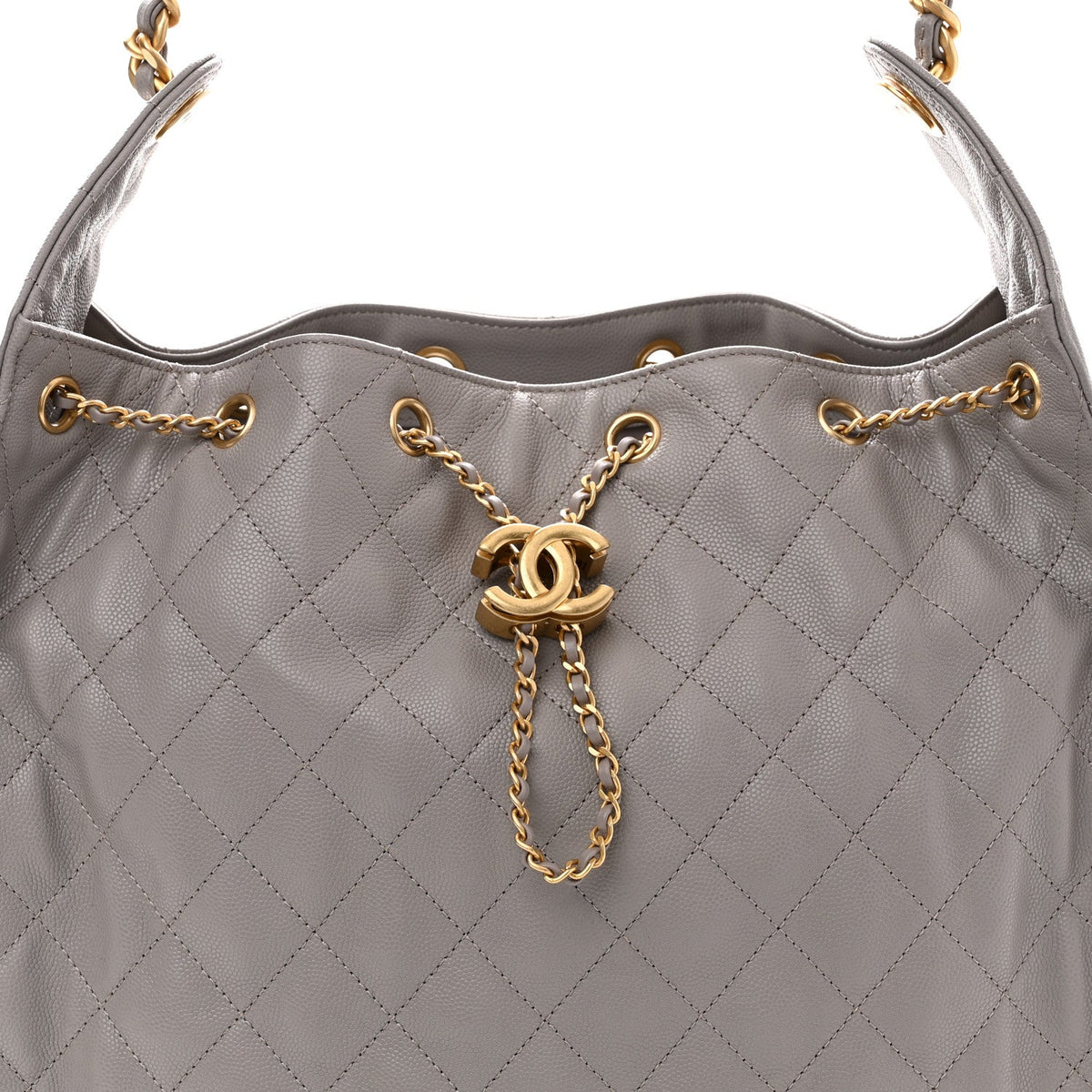 Caviar Quilted Medium Chanel 25 Handbag Dark Grey