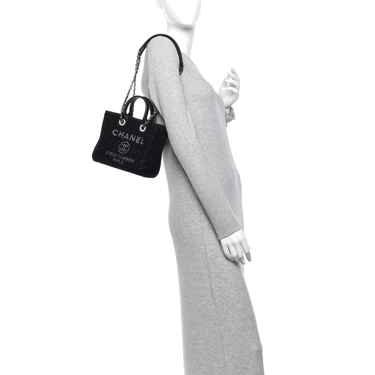 Lurex Canvas Mini Deauville Tote Black