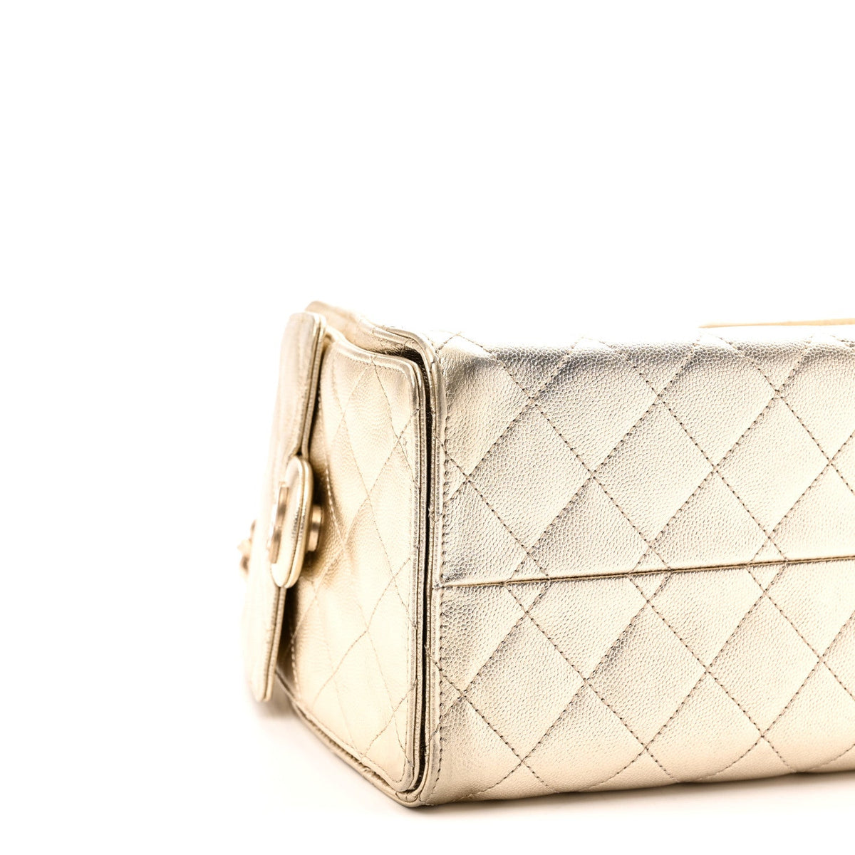 Metallic Caviar Quilted Small Chanel 25 Handbag Gold