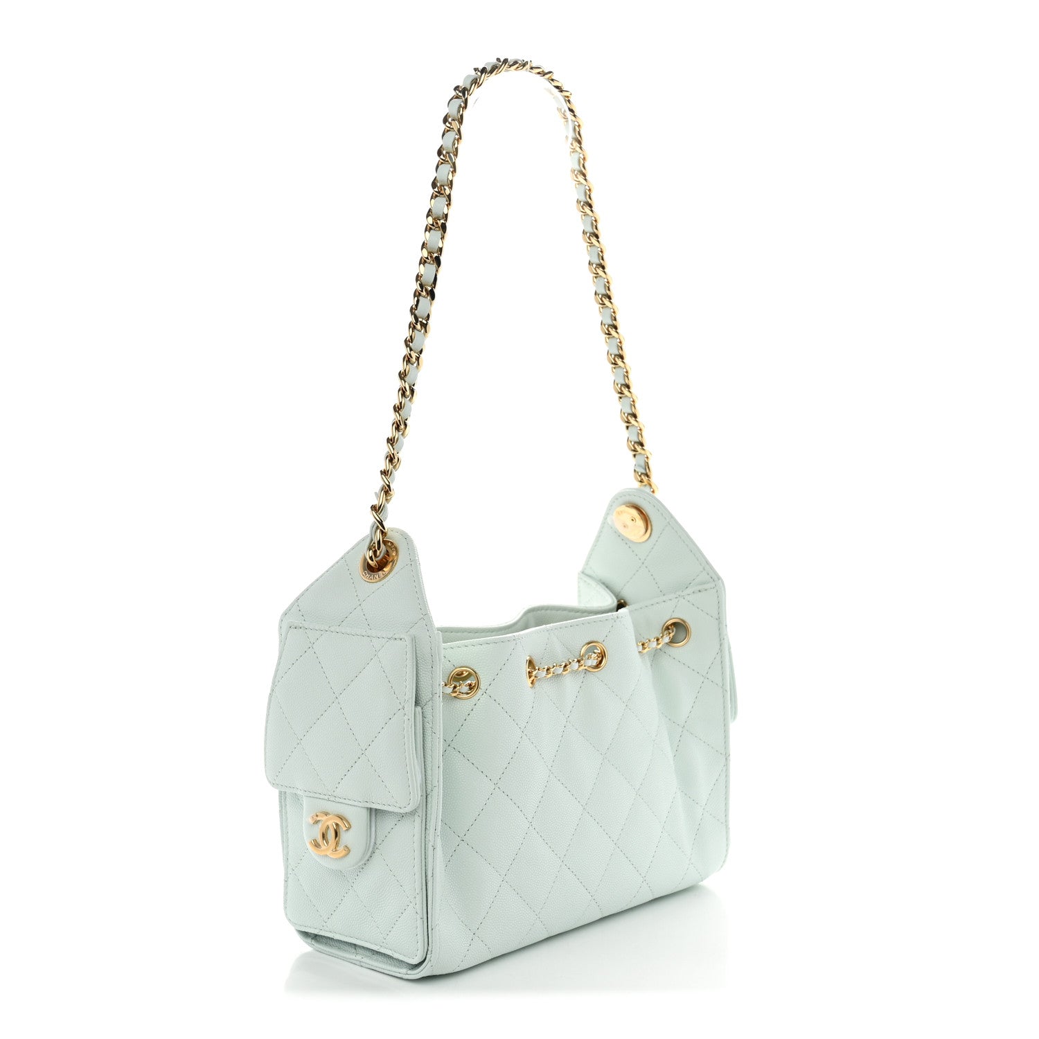 Caviar Quilted Mini Chanel 25 Handbag Light Green