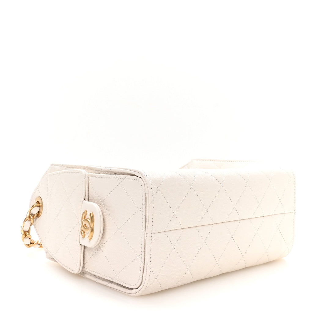 Caviar Quilted Mini Chanel 25 Handbag White