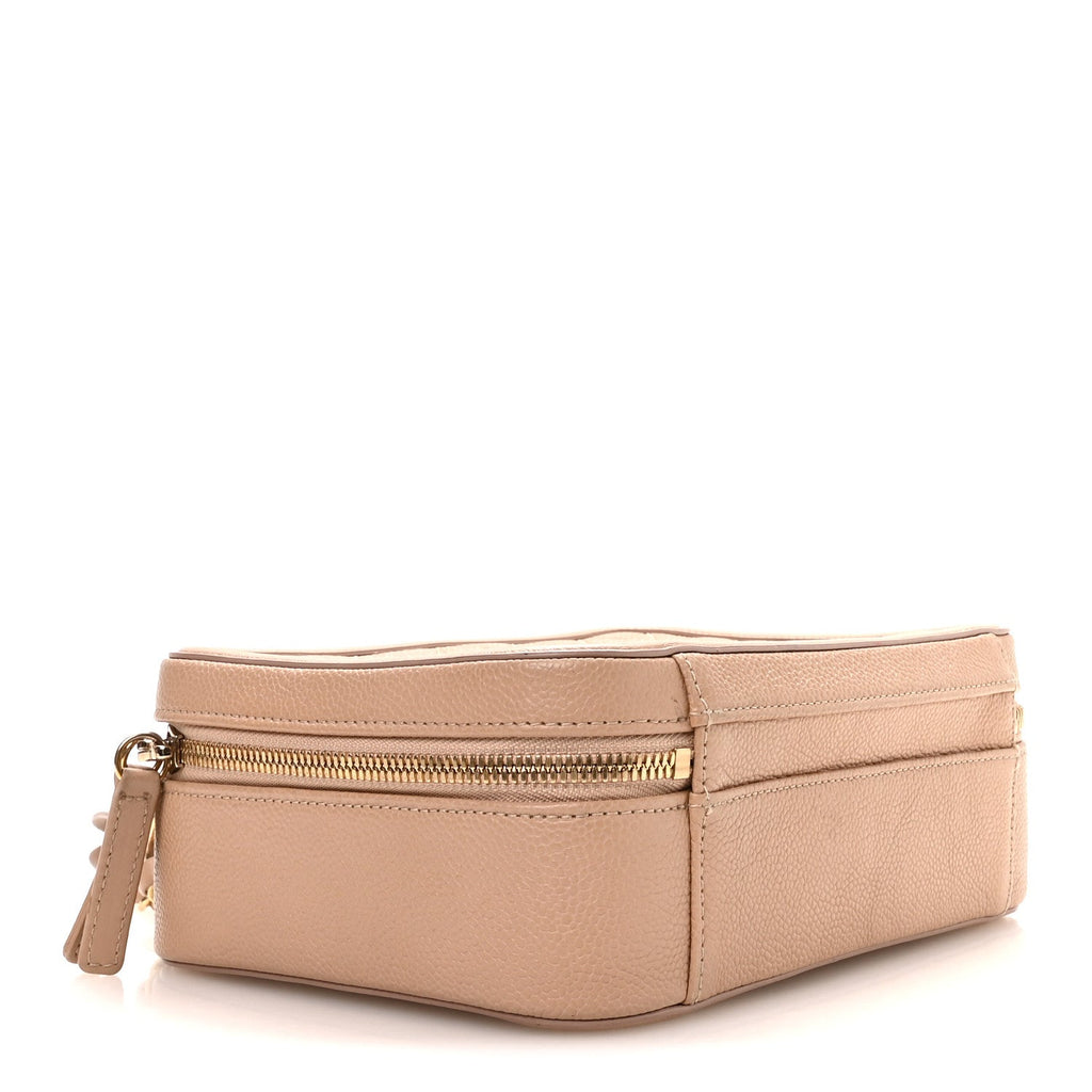 Caviar Quilted Medium CC Filigree Vanity Case Beige