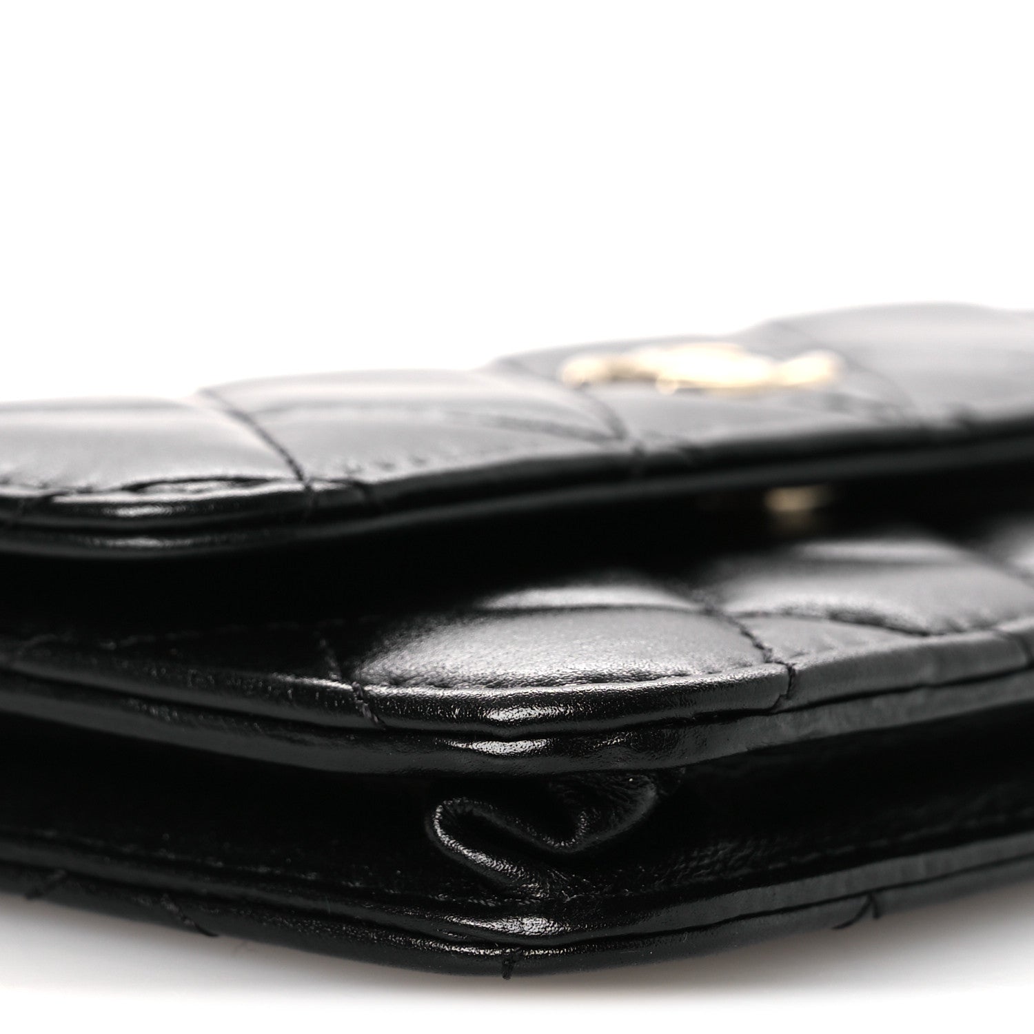 Calfskin Quilted Mini Maxi Pearls Wallet On Chain WOC Black