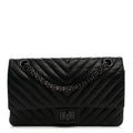 Aged Calfskin Chevron Quilted 2.55 Reissue 225 Flap So Black