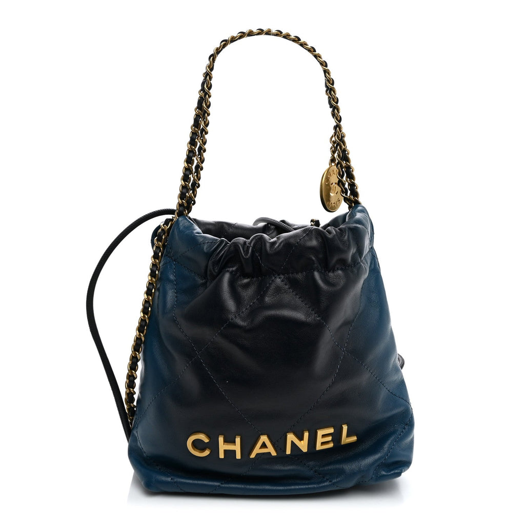 Shaded Calfskin Quilted Mini Chanel 22 Blue Dark Blue