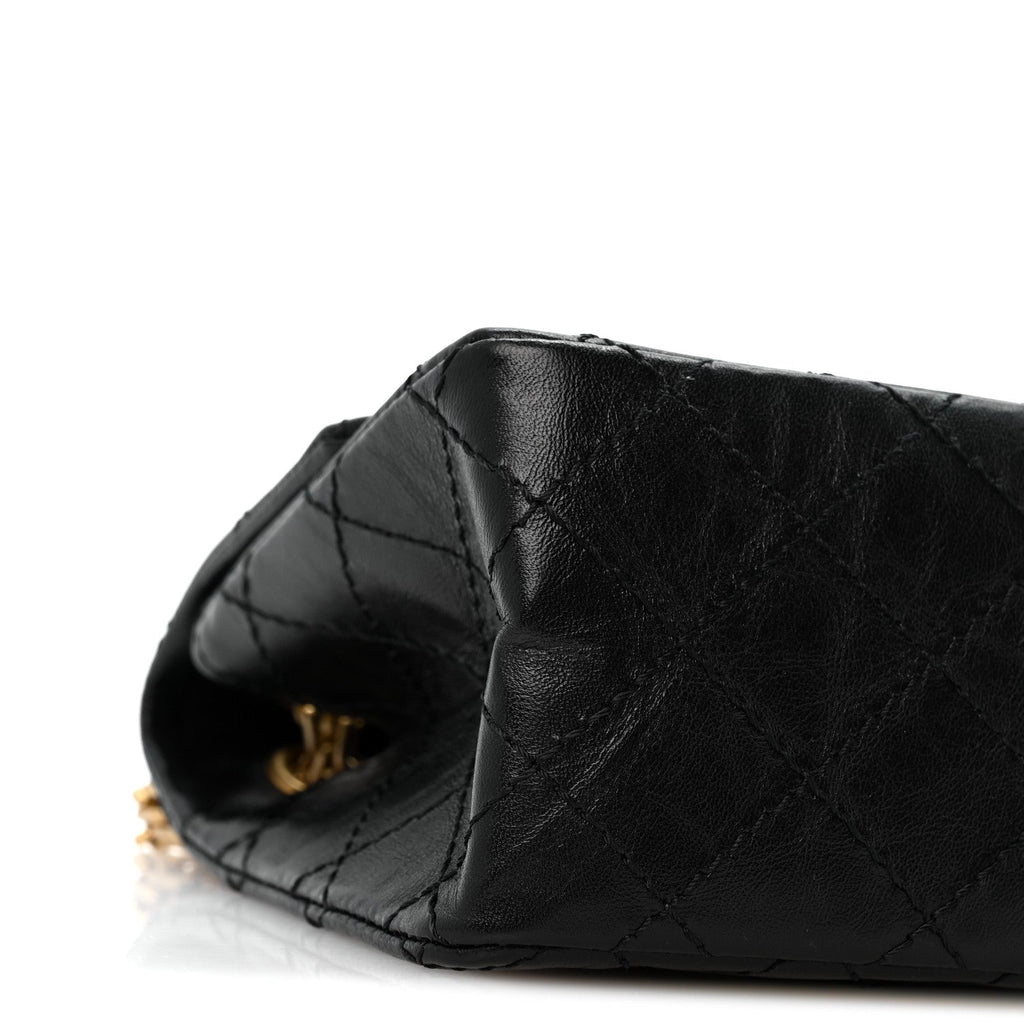 Aged Calfskin Quilted 2.55 Reissue Mini Flap Black
