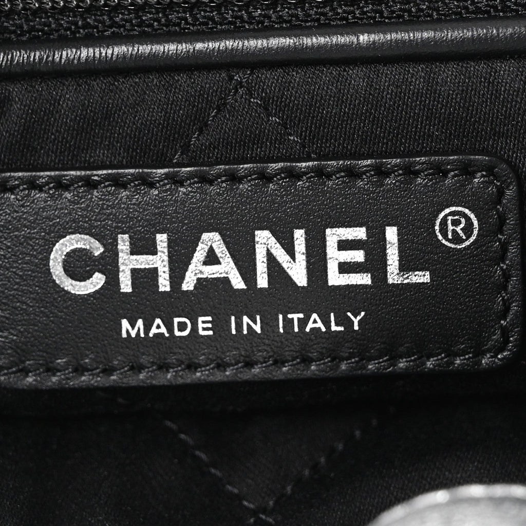 Metallic Calfskin Quilted Chanel 22 Backpack Silver