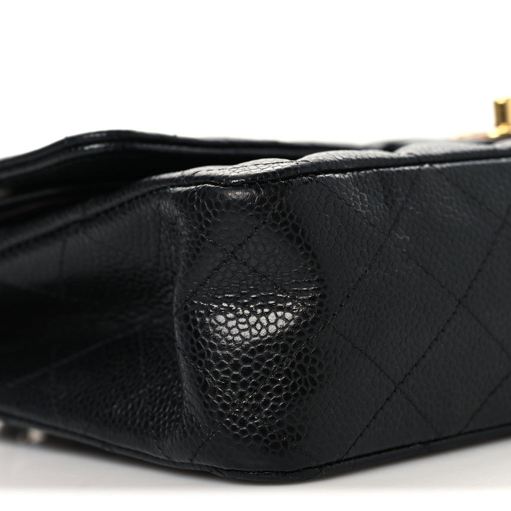 Caviar Quilted Medium Double Flap Black