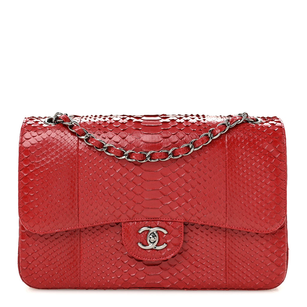 Snakeskin Jumbo Double Flap Red