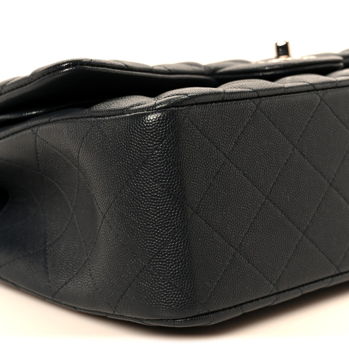 Caviar Quilted Jumbo Double Flap Navy Blue