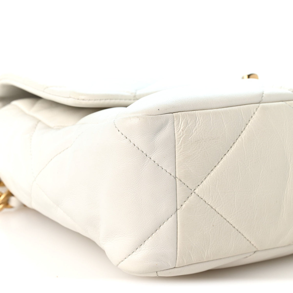 Goatskin Quilted Large Chanel 19 Flap White