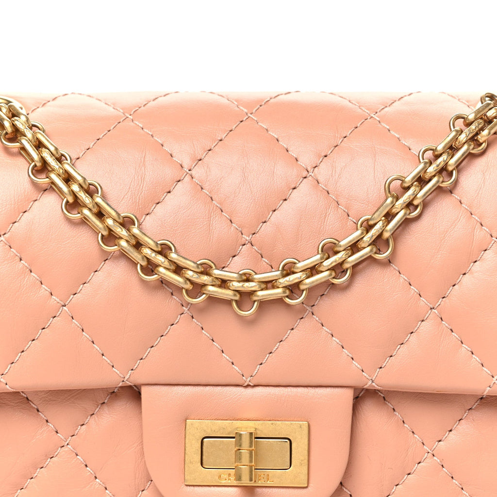 Aged Calfskin Quilted 2.55 Reissue Mini Flap Beige