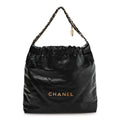 Shiny Calfskin Quilted Chanel 22 Black