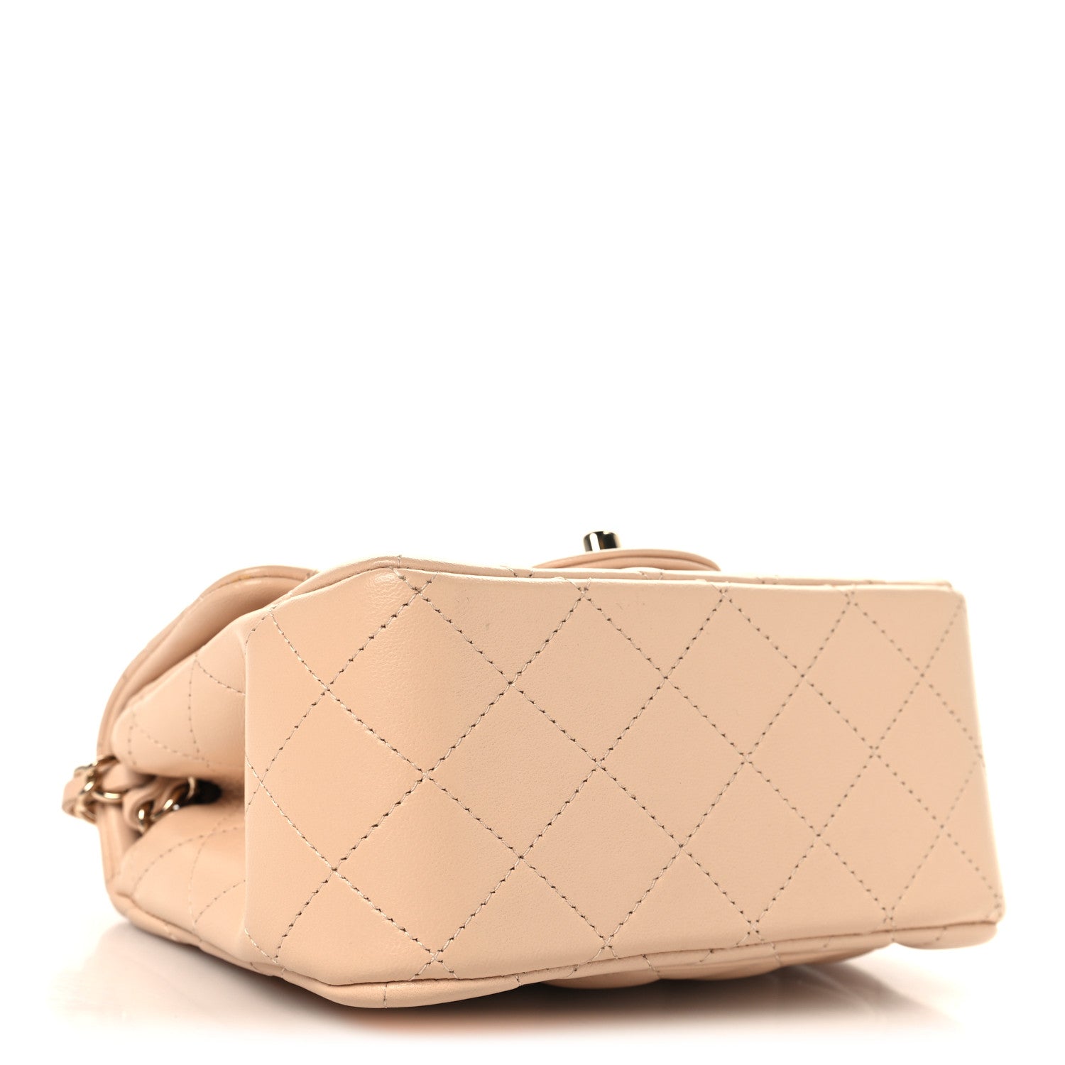 Lambskin Quilted Mini Square Flap Beige