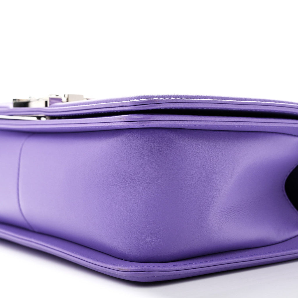 Calfskin Quilted Medium Boy Flap Purple