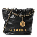 Shiny Calfskin Quilted Mini Chanel 22 Black