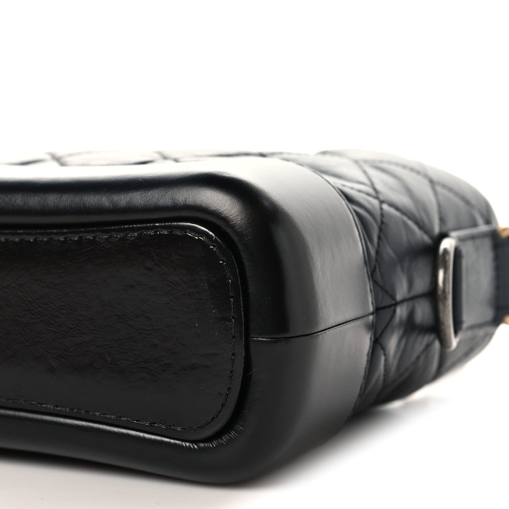 Aged Calfskin Quilted Small Gabrielle Hobo Black