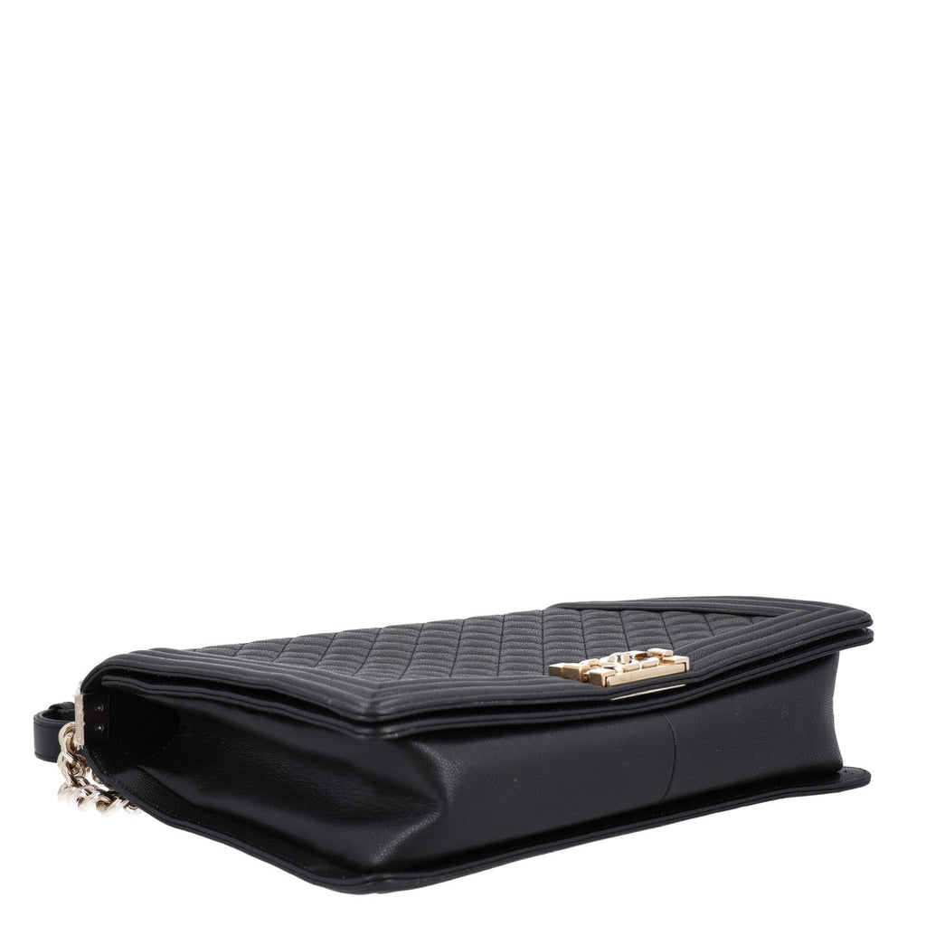 Caviar Quilted Large Boy Flap Black