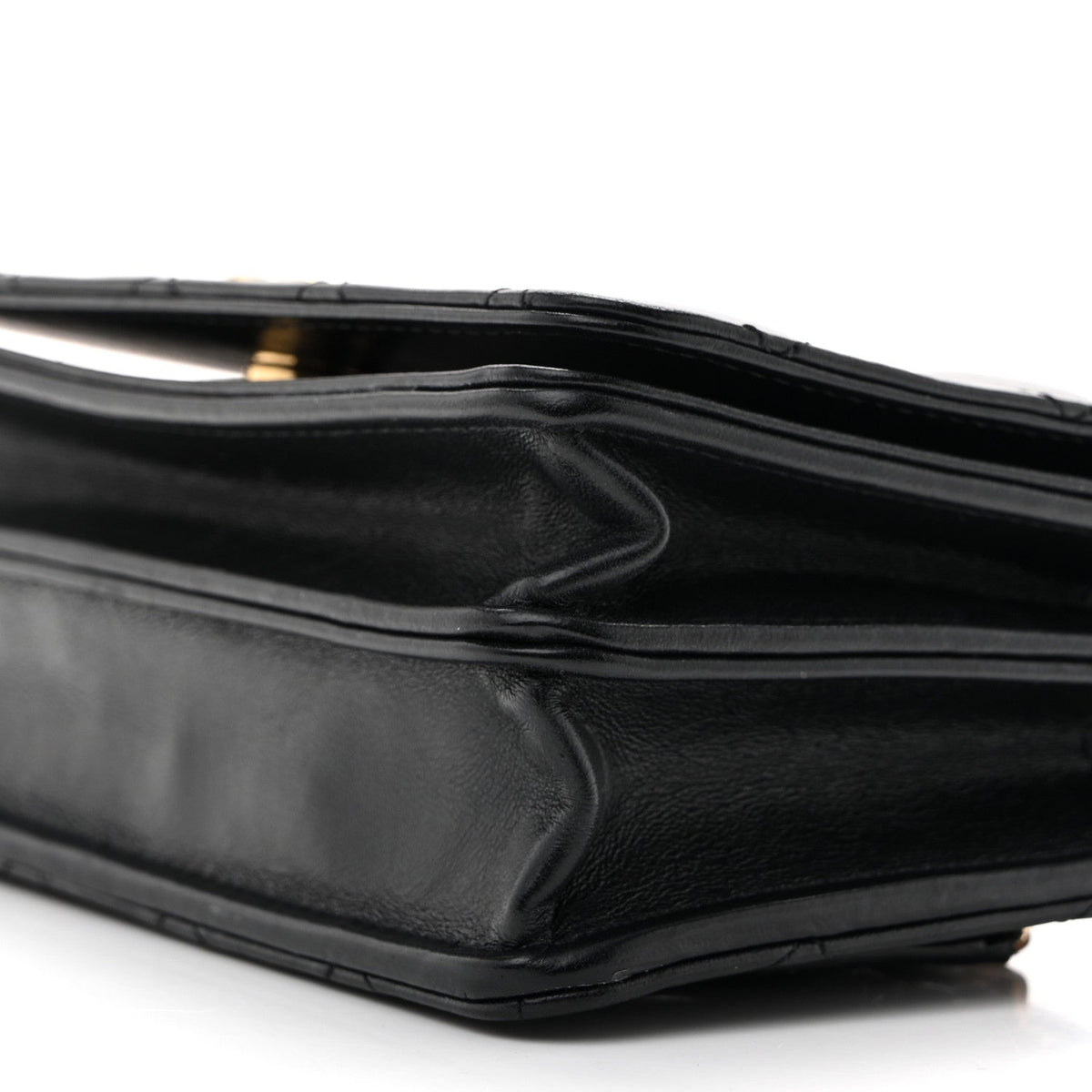 Lambskin Resin Quilted Mini Wallet On Chain WOC Black