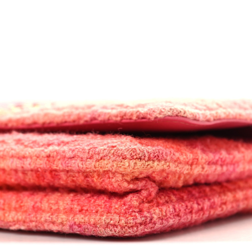 Wool Tweed Lambskin Quilted Chanel 19 Wallet On Chain WOC Coral Pink