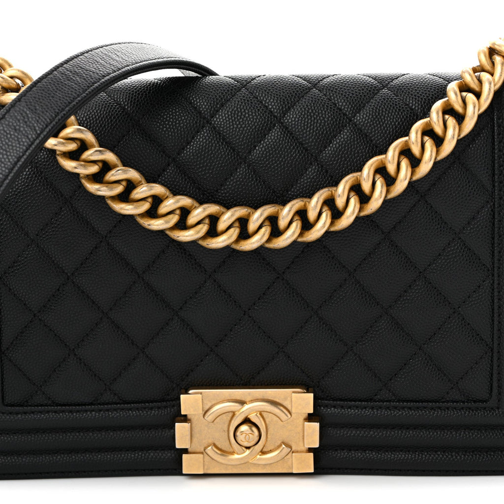 Caviar Quilted Medium Boy Flap Black