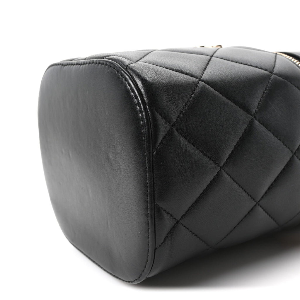 Lambskin Quilted Trendy Vanity Case Black