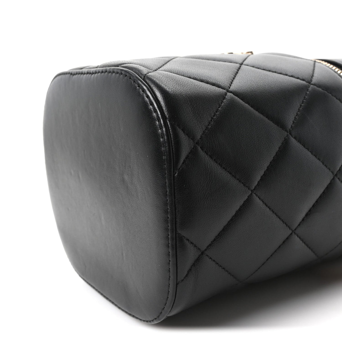 Lambskin Quilted Trendy Vanity Case Black
