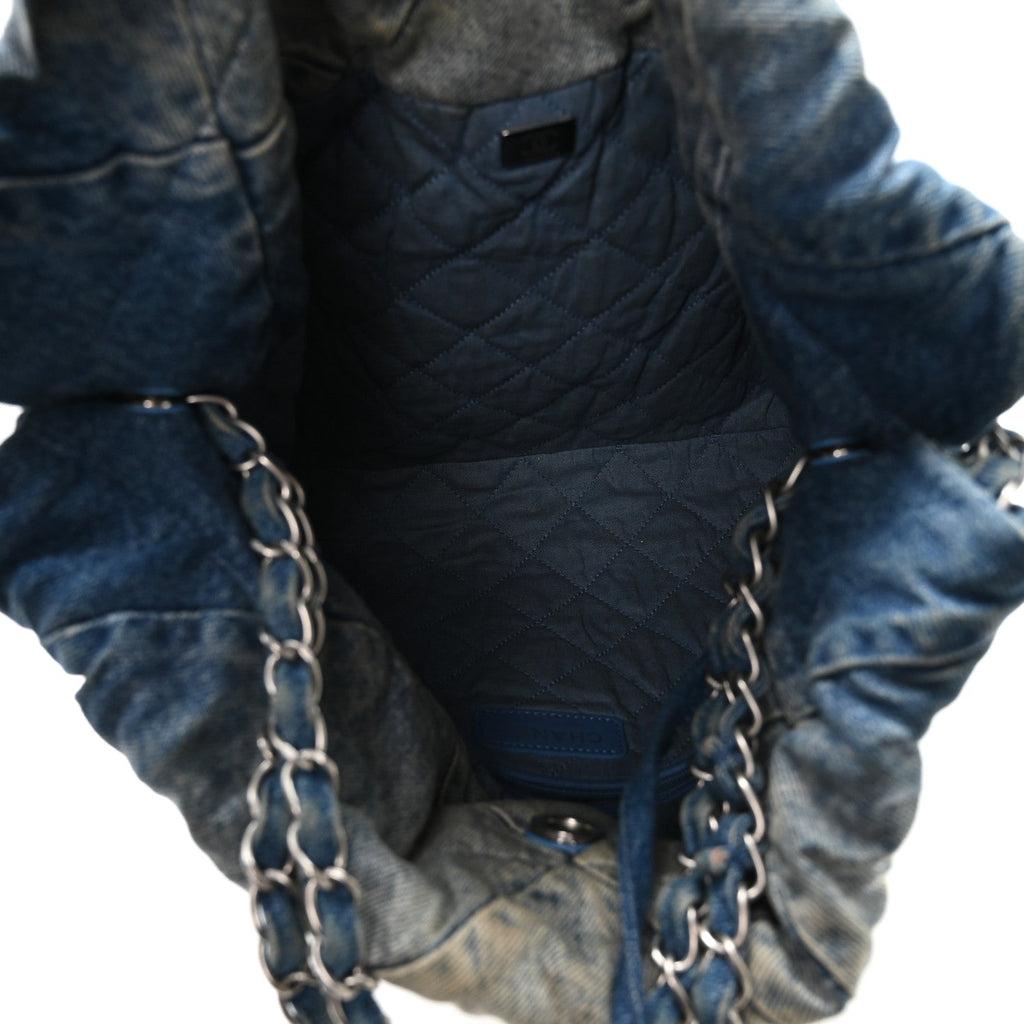 Denim Quilted Small Chanel 22 Blue