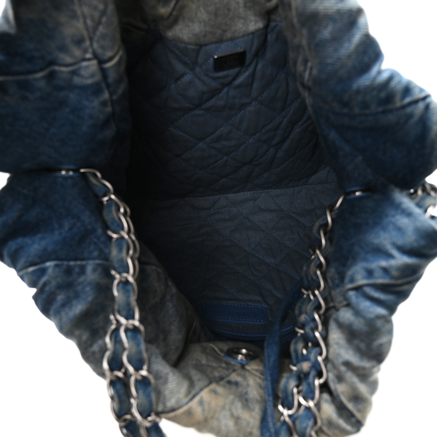 Denim Quilted Small Chanel 22 Blue