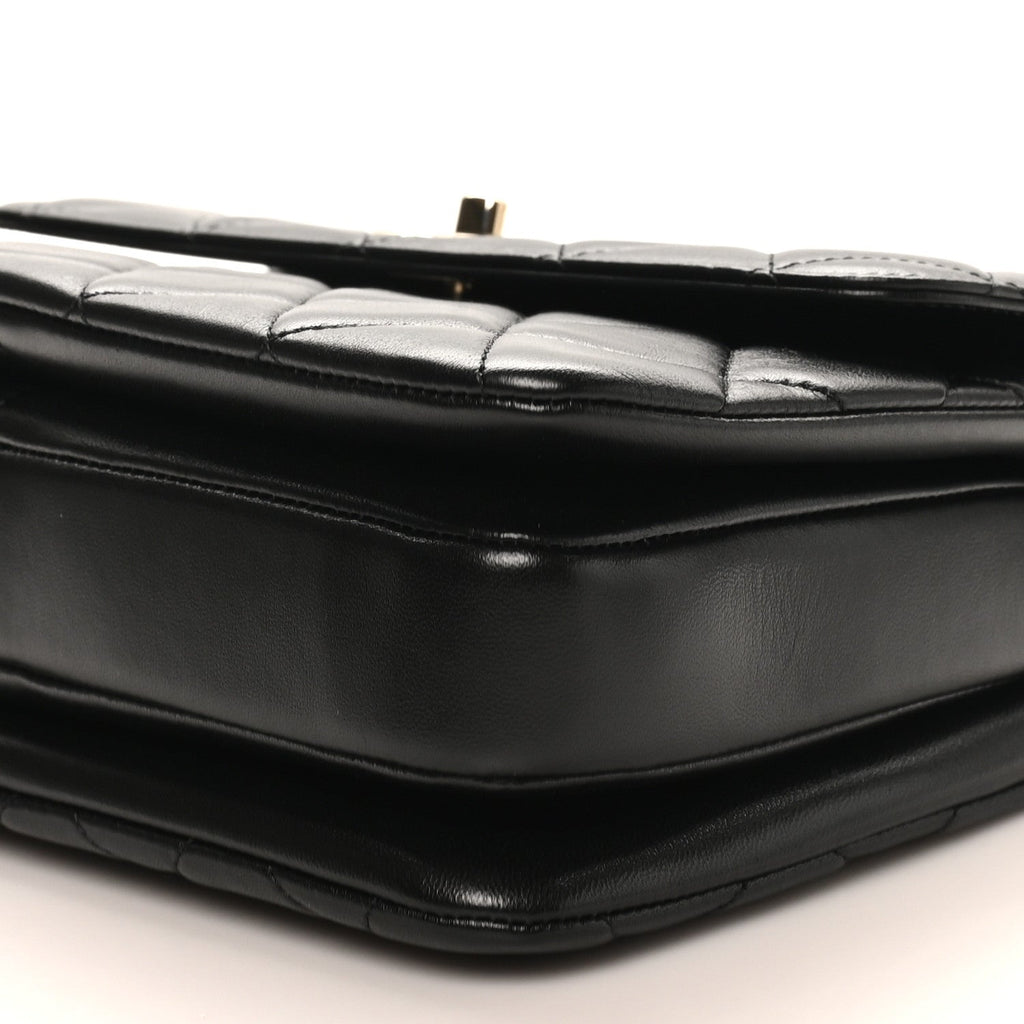 Lambskin Quilted Small Trendy CC Dual Handle Flap Bag Black