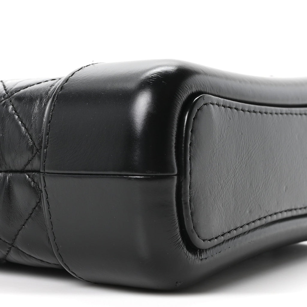 Aged Calfskin Quilted Small Gabrielle Hobo Black