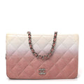 Ombre Patent Calfskin Quilted Wallet on Chain WOC Pink White