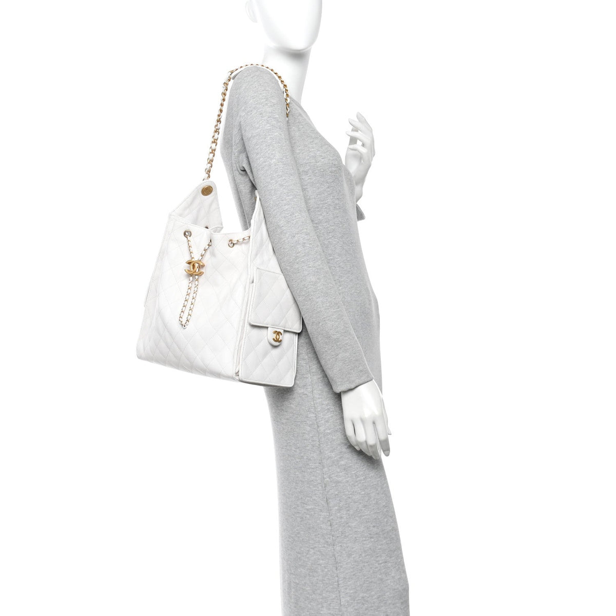Caviar Quilted Medium Chanel 25 Handbag White