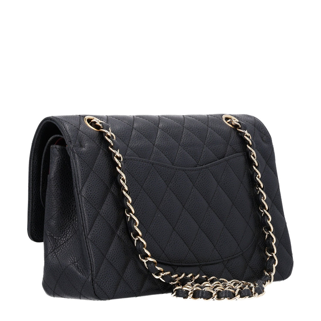 Caviar Quilted Medium Double Flap Black