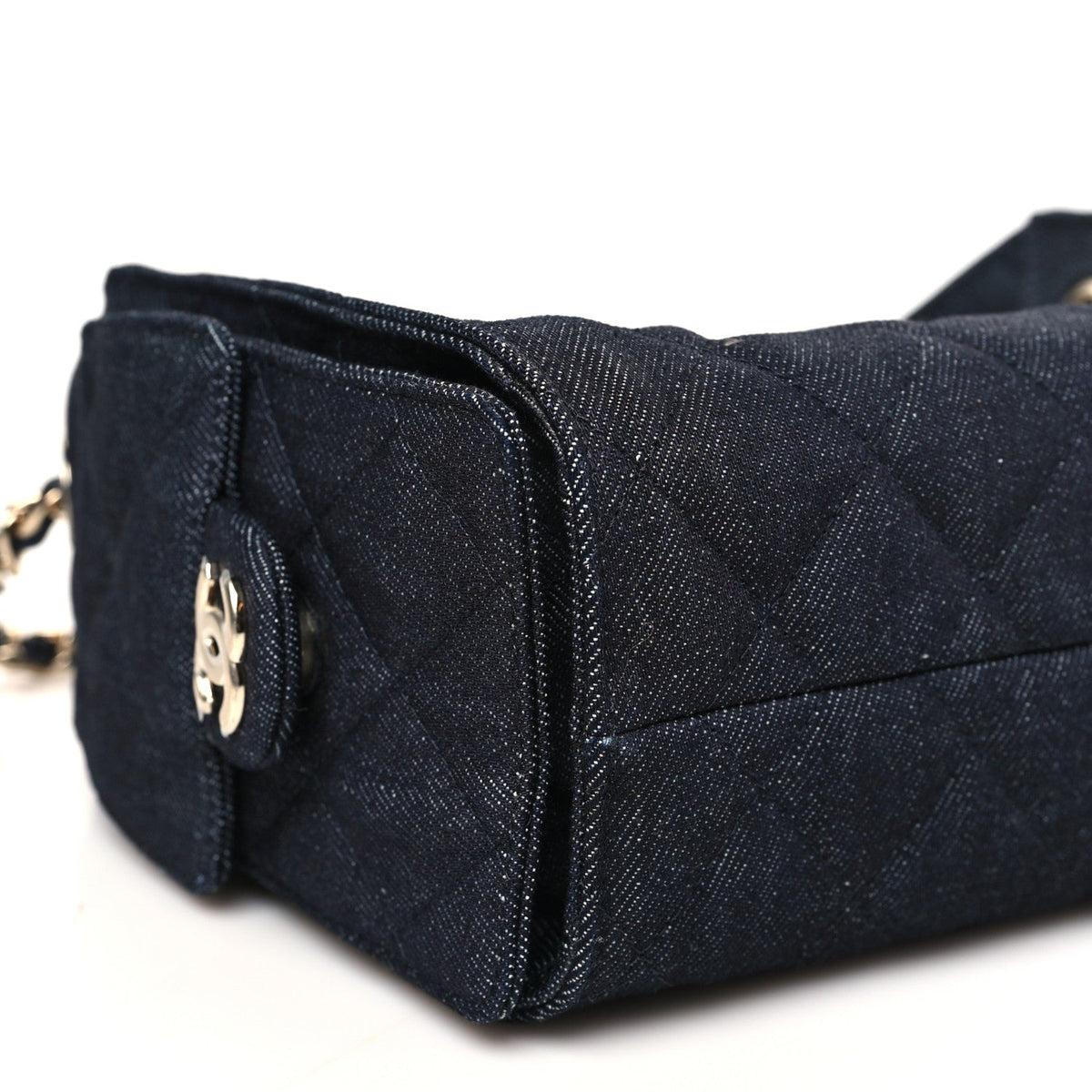 Denim Quilted Mini Chanel 25 Handbag Dark Blue