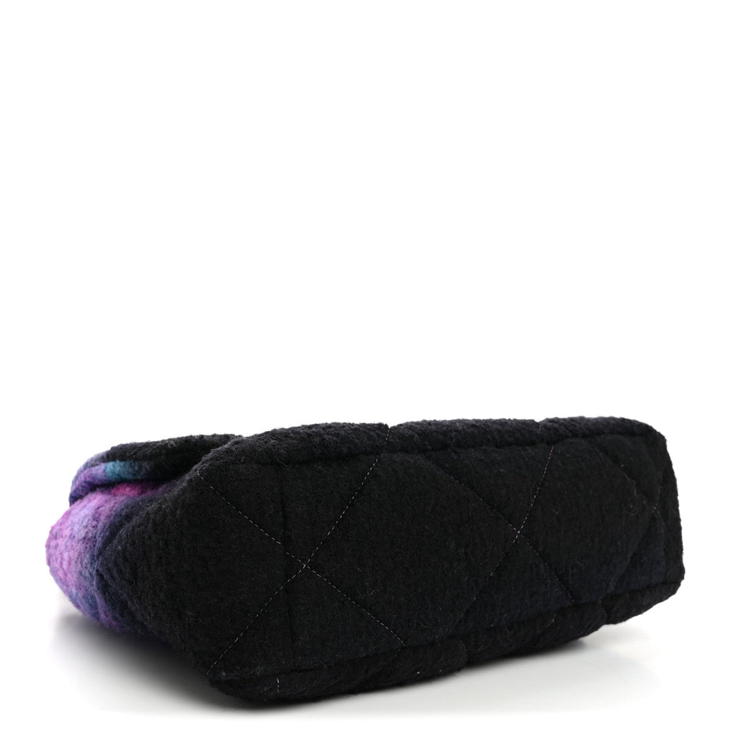 Wool Tweed Quilted Large Chanel 19 Flap Purple Black Blue