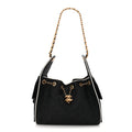 Braided Raffia Calfskin Small Chanel 25 Handbag Black White