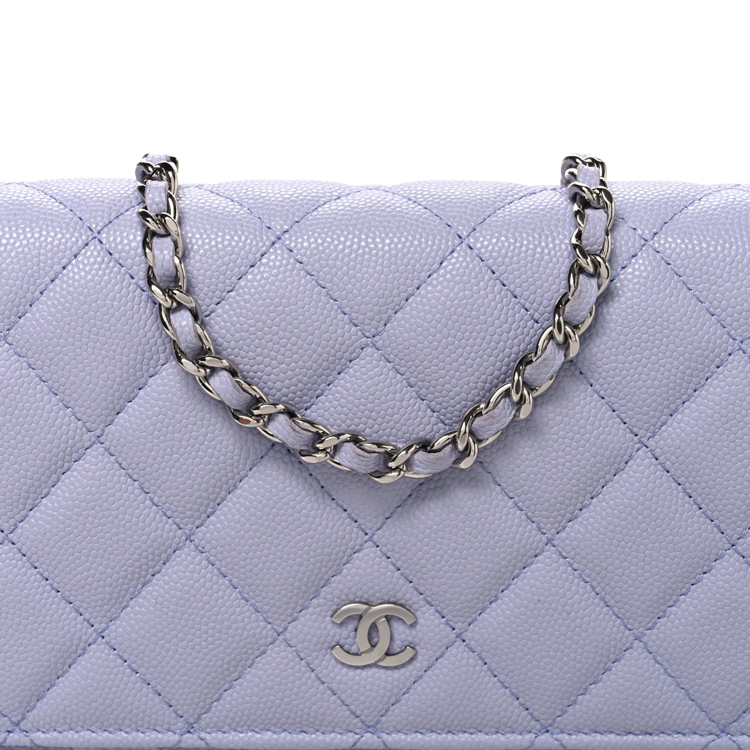 Caviar Quilted Wallet on Chain WOC Light Purple