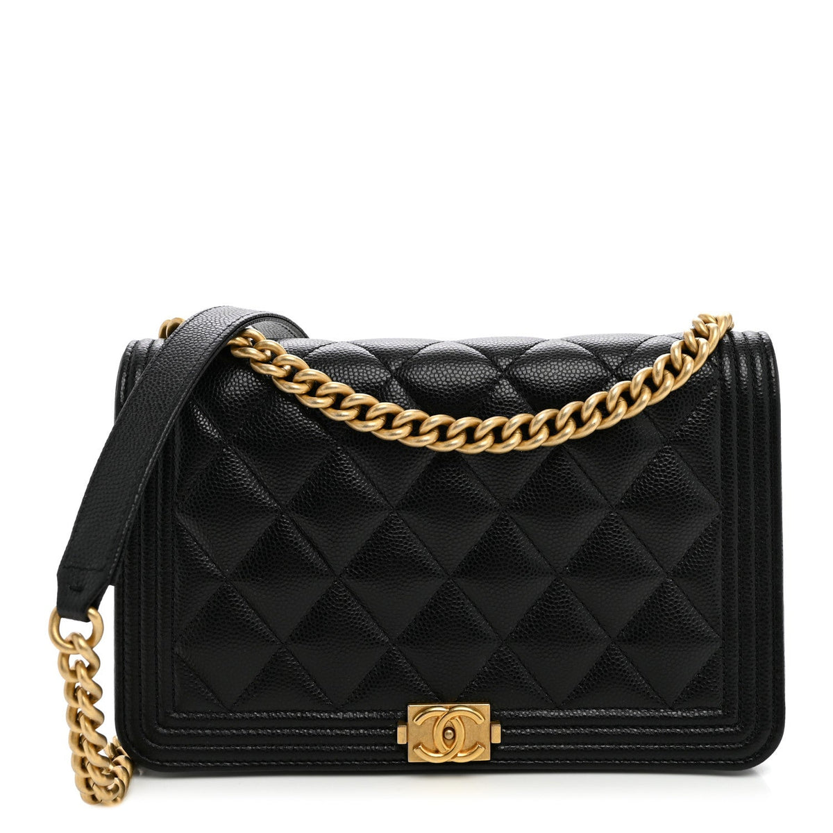 Caviar Quilted Boy Wallet On Chain WOC Black