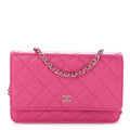 Caviar Enamel Quilted Wallet On Chain WOC Pink