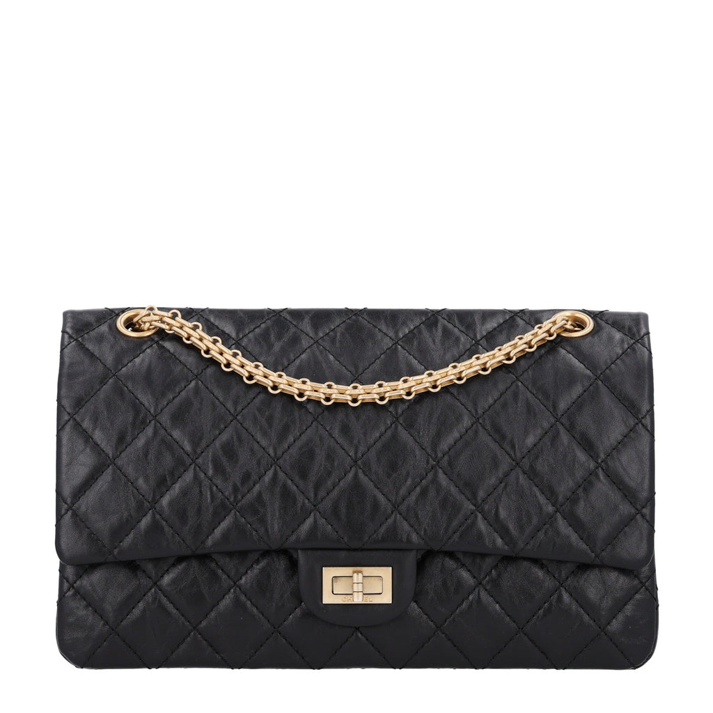Aged Calfskin Quilted 2.55 Reissue 226 Flap Black