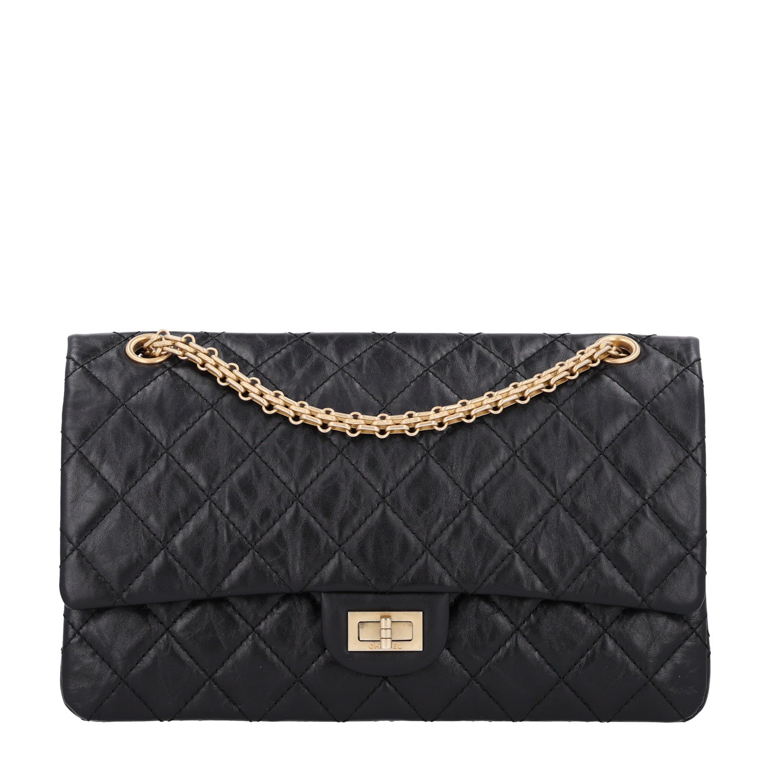 Aged Calfskin Quilted 2.55 Reissue 226 Flap Black