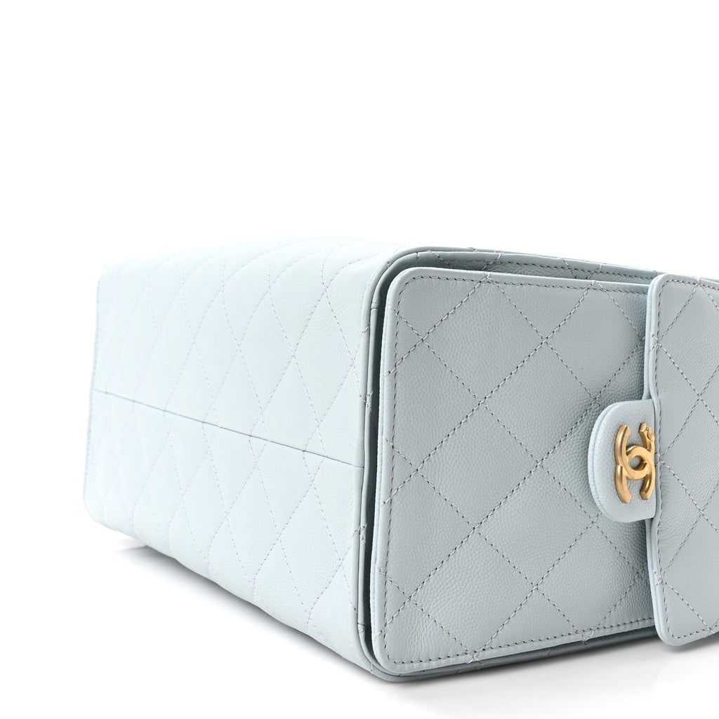 Caviar Quilted Small Chanel 25 Handbag Light Blue