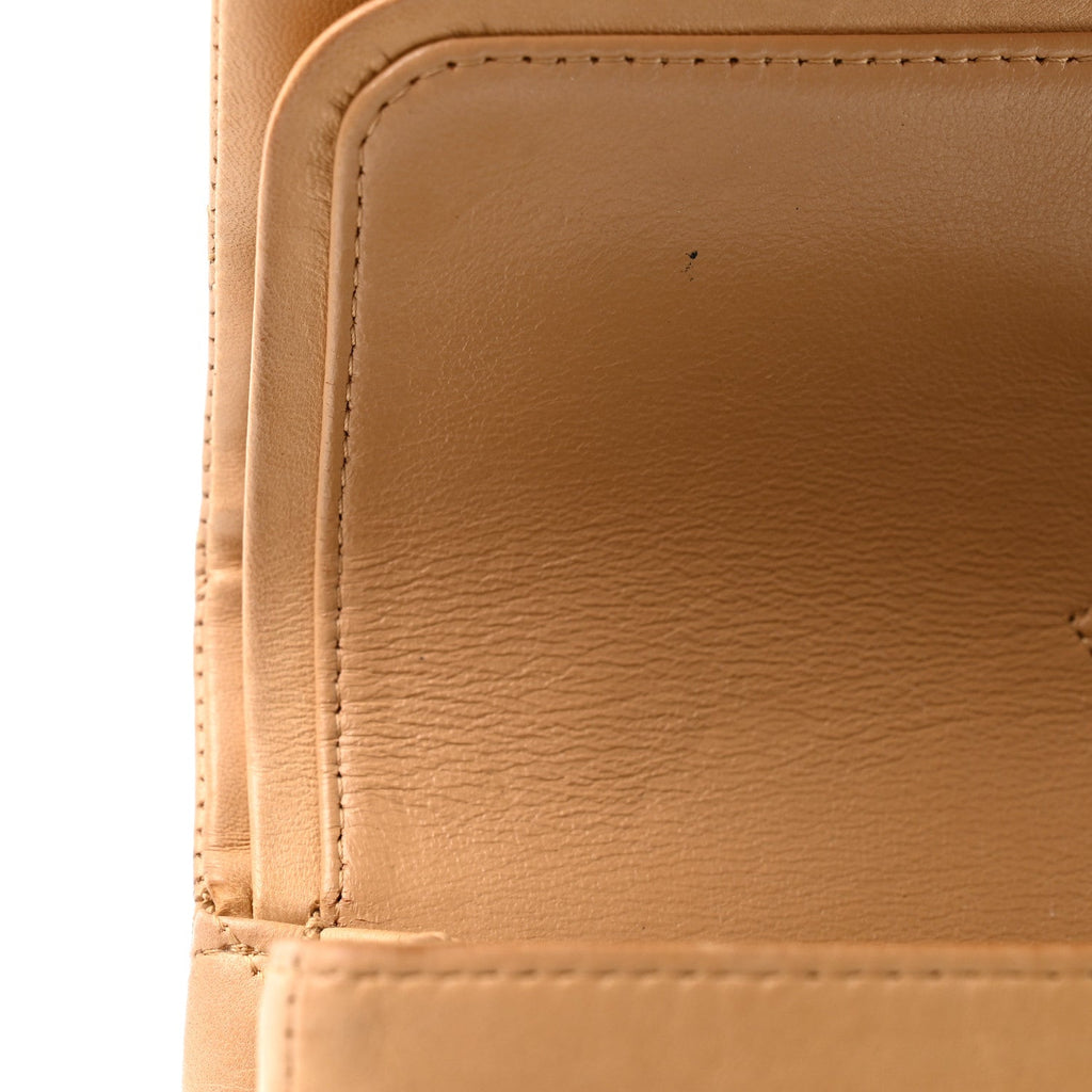 Lambskin Quilted Medium Double Flap Beige