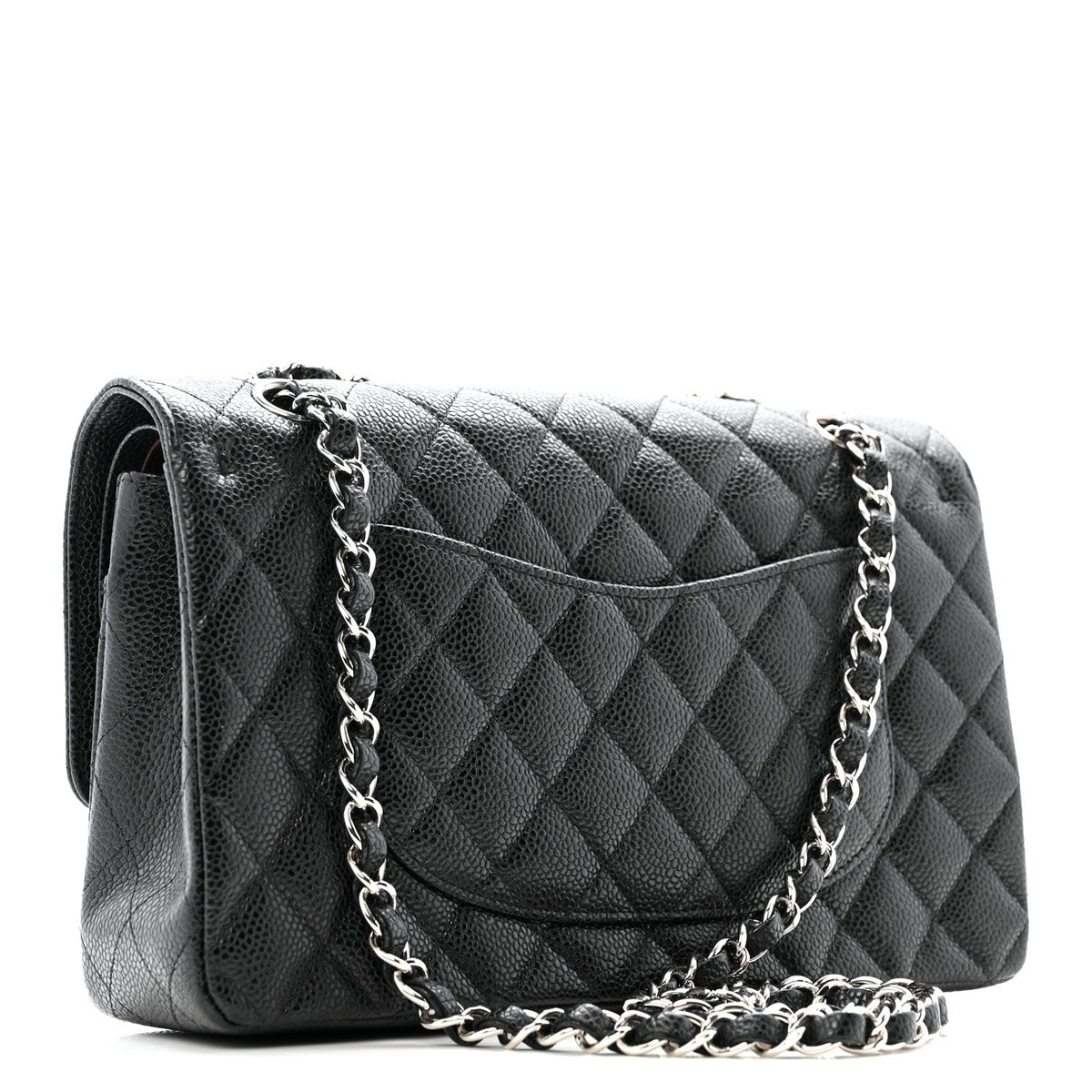 Caviar Quilted Medium Double Flap Black