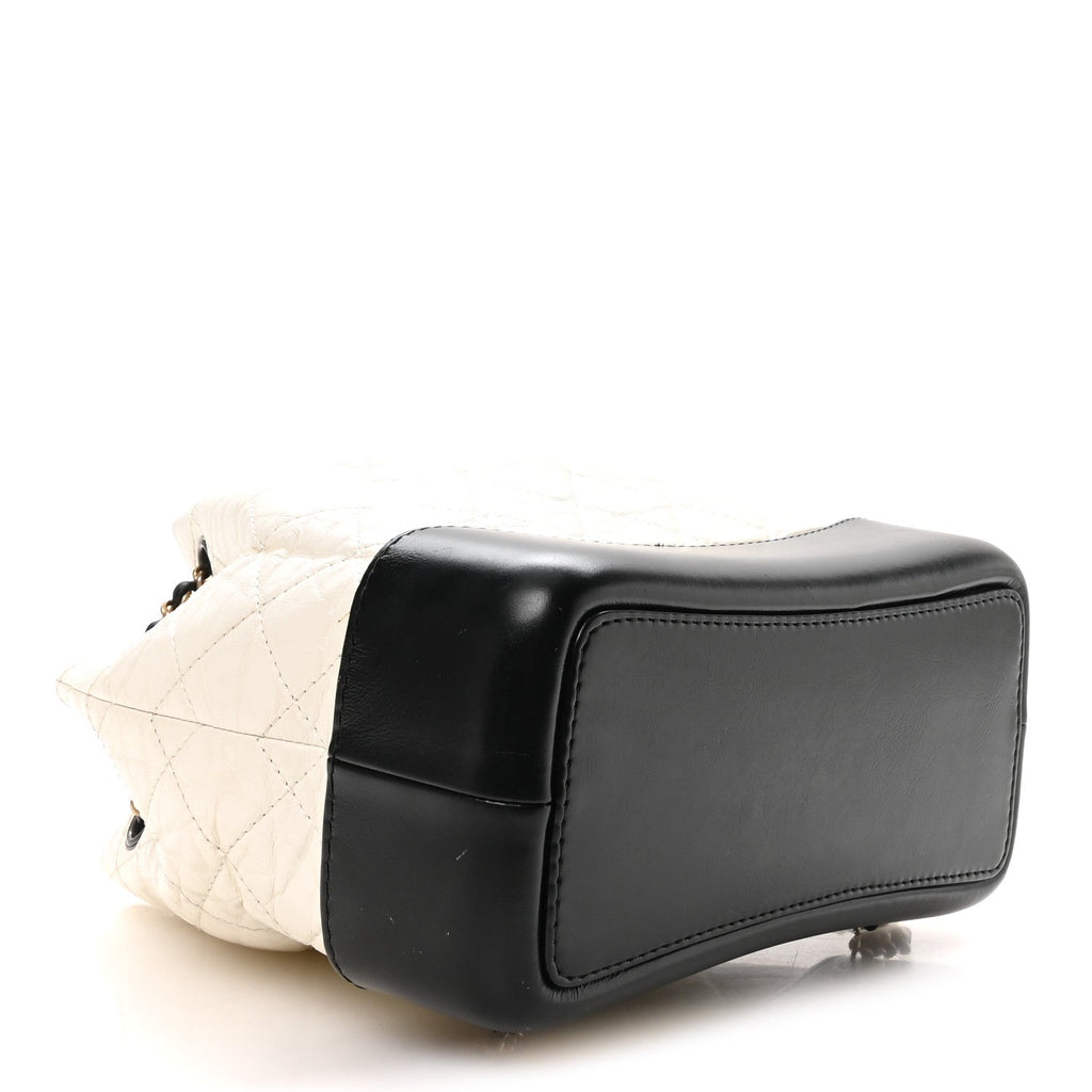 Aged Calfskin Quilted Small Gabrielle Backpack Black White