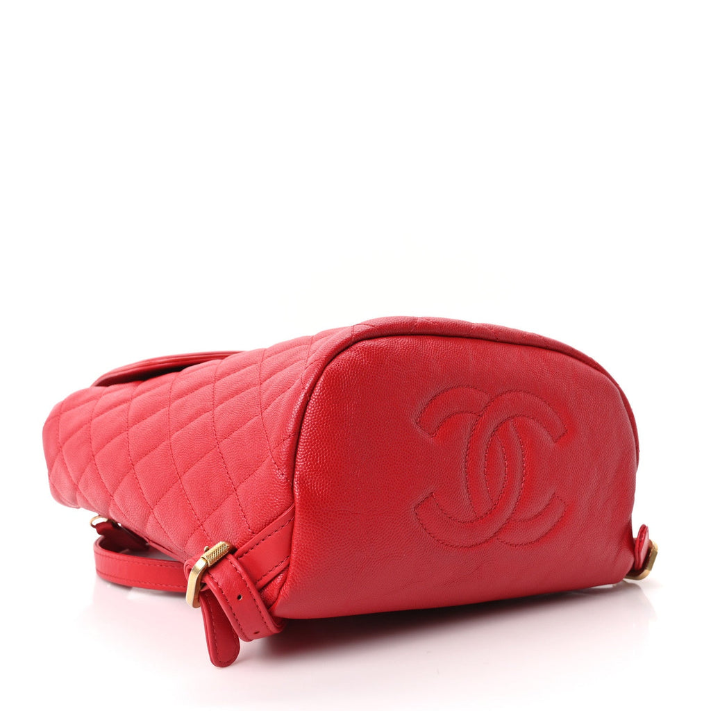 Caviar Quilted Filigree Backpack Red