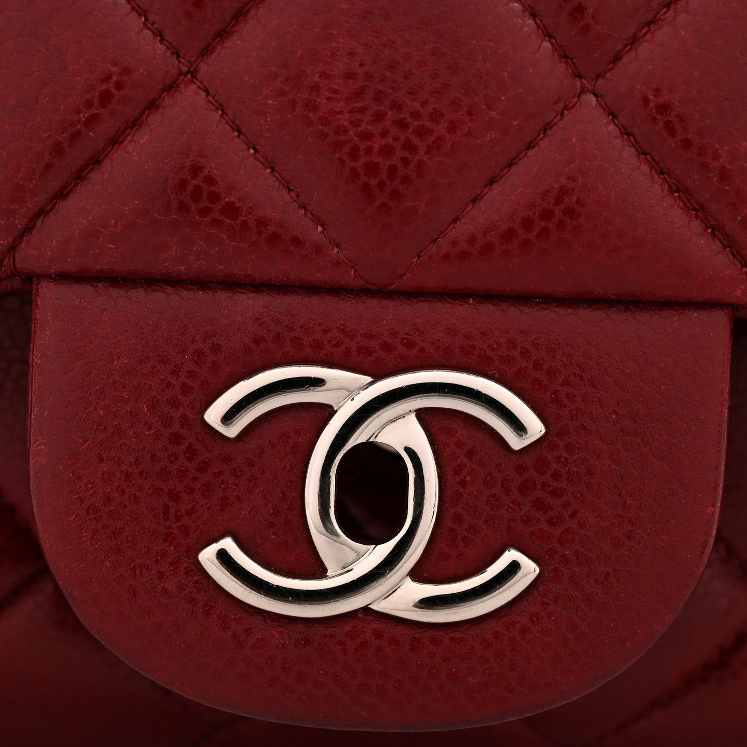 Caviar Quilted Jumbo Double Flap Dark Red